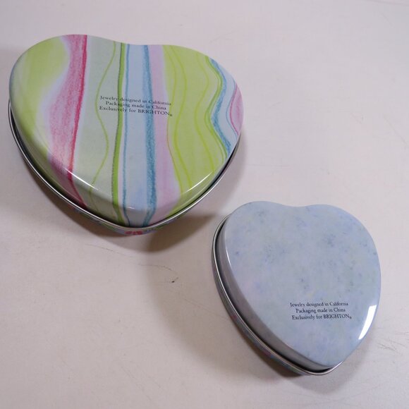 Brighton Embossed Pink Heart with Vines (2) Tins (small & large) LIKE NEW - Picture 2 of 8